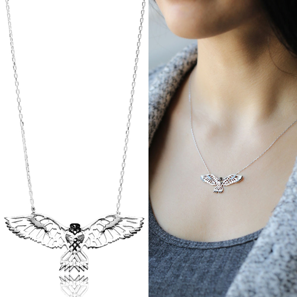 Origami Eagle Minimalist Design Sterling Silver Pendant